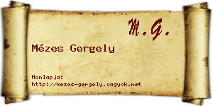 Mézes Gergely névjegykártya
