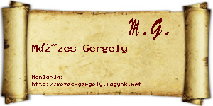 Mézes Gergely névjegykártya